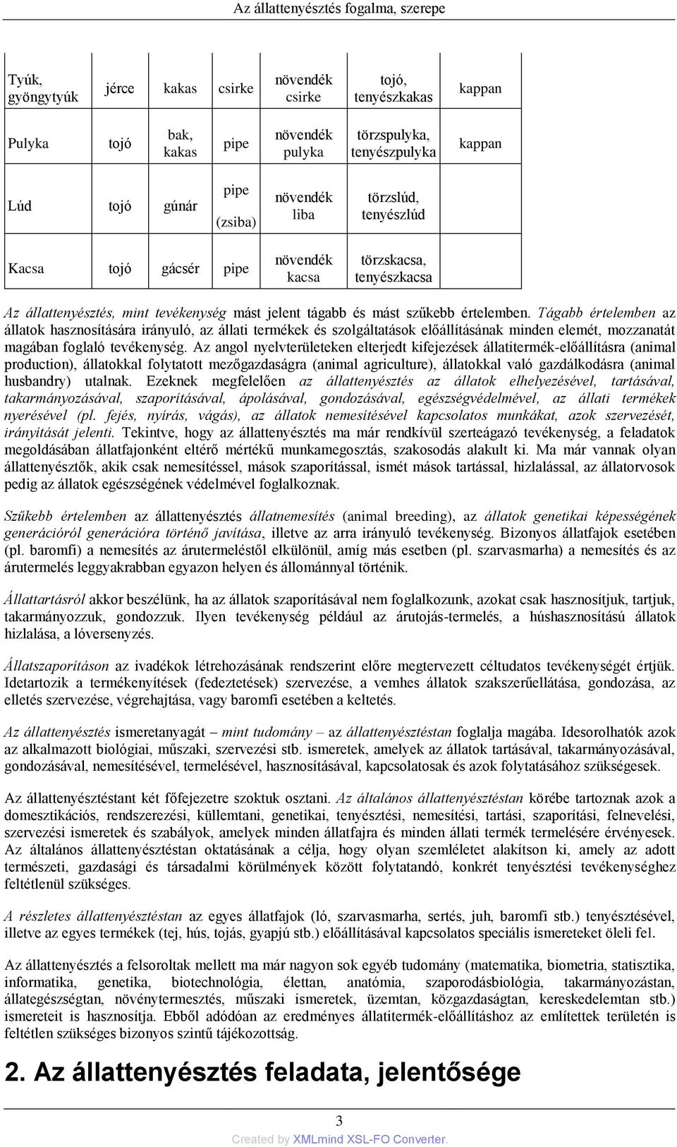 értelemben. Tágabb értelemben az állatok hasznosítására irányuló, az állati termékek és szolgáltatások előállításának minden elemét, mozzanatát magában foglaló tevékenység.