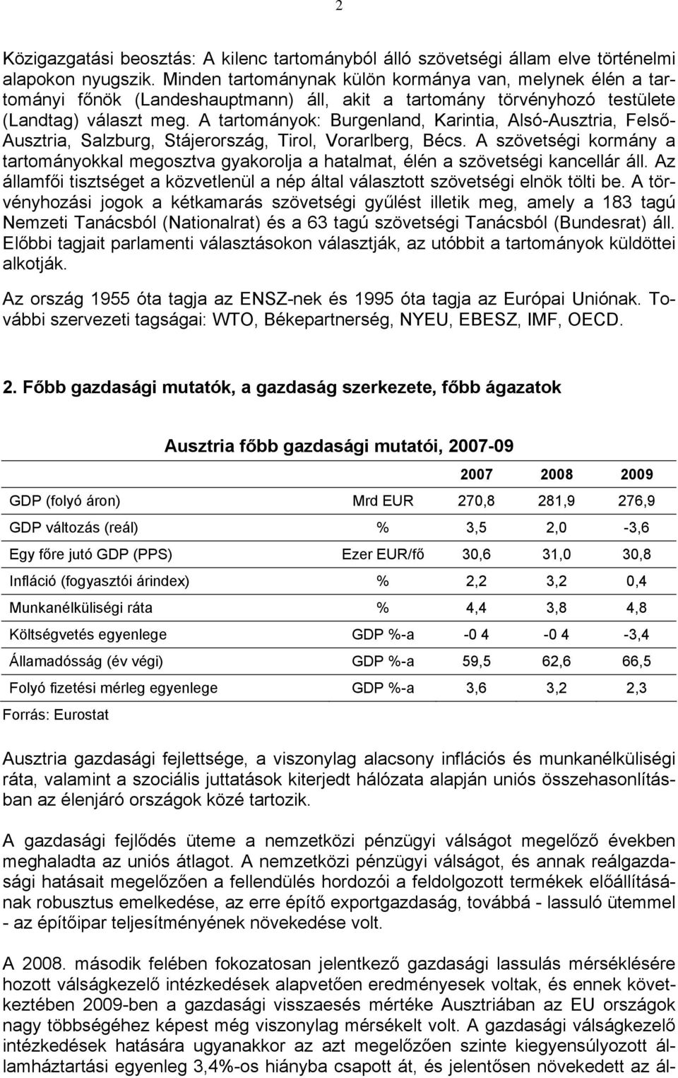 A tartományok: Burgenland, Karintia, Alsó-Ausztria, Felső- Ausztria, Salzburg, Stájerország, Tirol, Vorarlberg, Bécs.