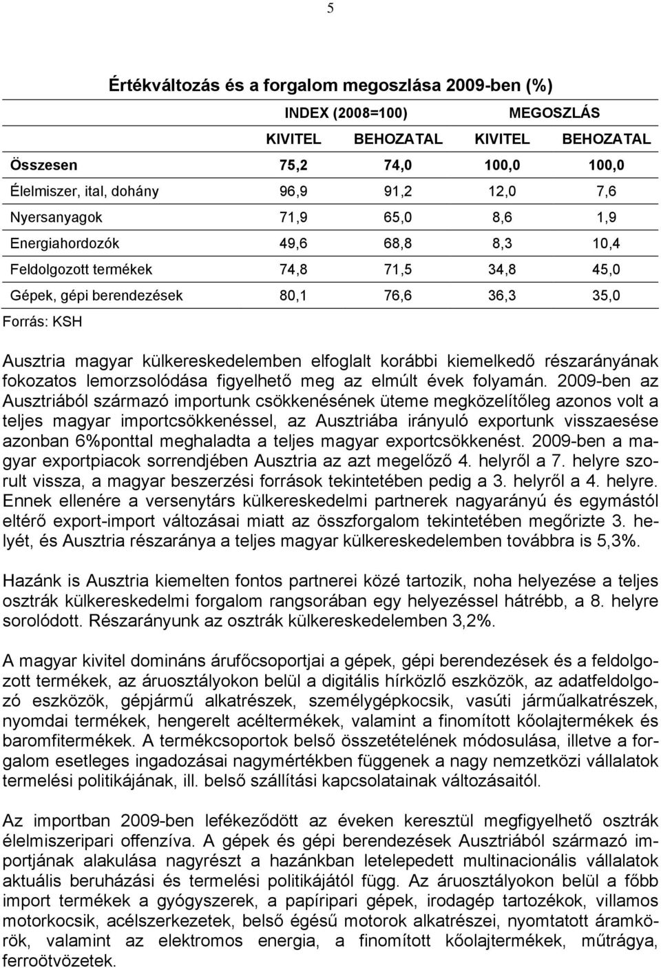 elfoglalt korábbi kiemelkedő részarányának fokozatos lemorzsolódása figyelhető meg az elmúlt évek folyamán.