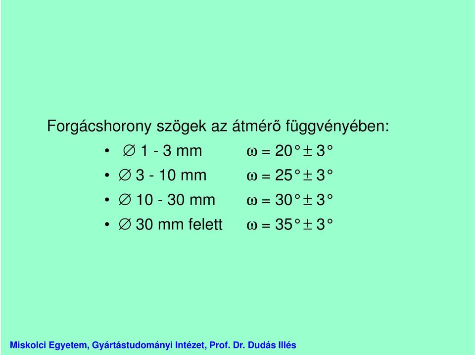 3-10 mm ω = 25 ± 3 10-30 mm ω =