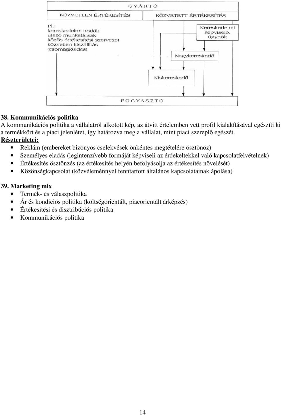 Részterületei: Reklám (embereket bizonyos cselekvések önkéntes megtételére ösztönöz) Személyes eladás (legintenzívebb formáját képviseli az érdekeltekkel való kapcsolatfelvételnek)