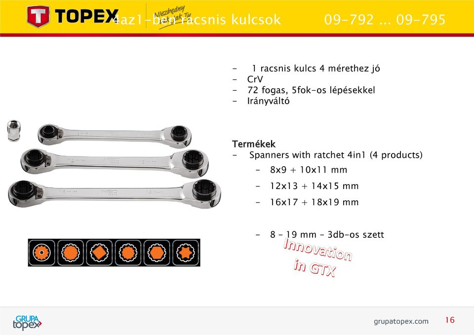 5fok-os lépésekkel - Irányváltó Termékek - Spanners with