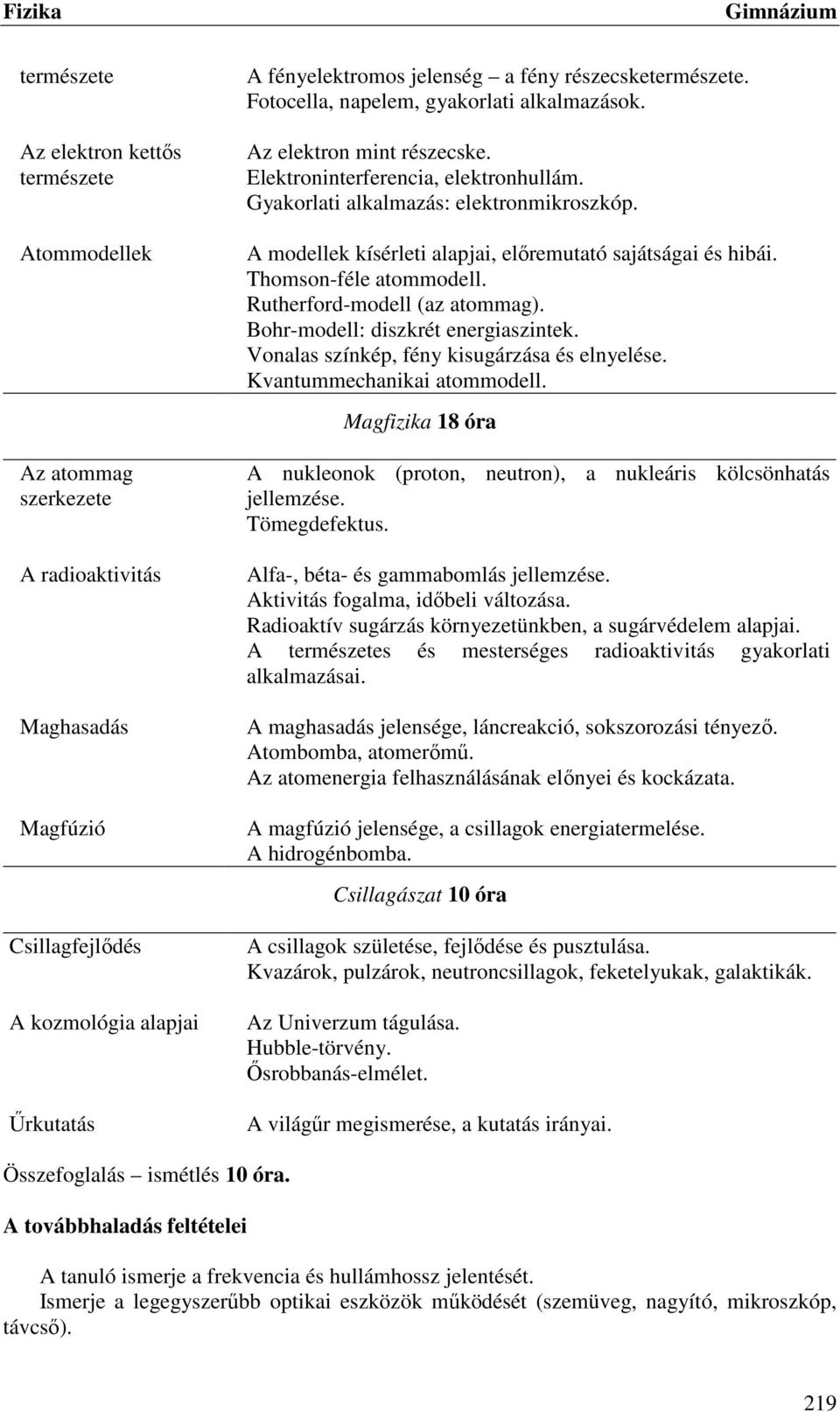 A modellek kísérleti alapjai, előremutató sajátságai és hibái. Thomson-féle atommodell. Rutherford-modell (az atommag). Bohr-modell: diszkrét energiaszintek.