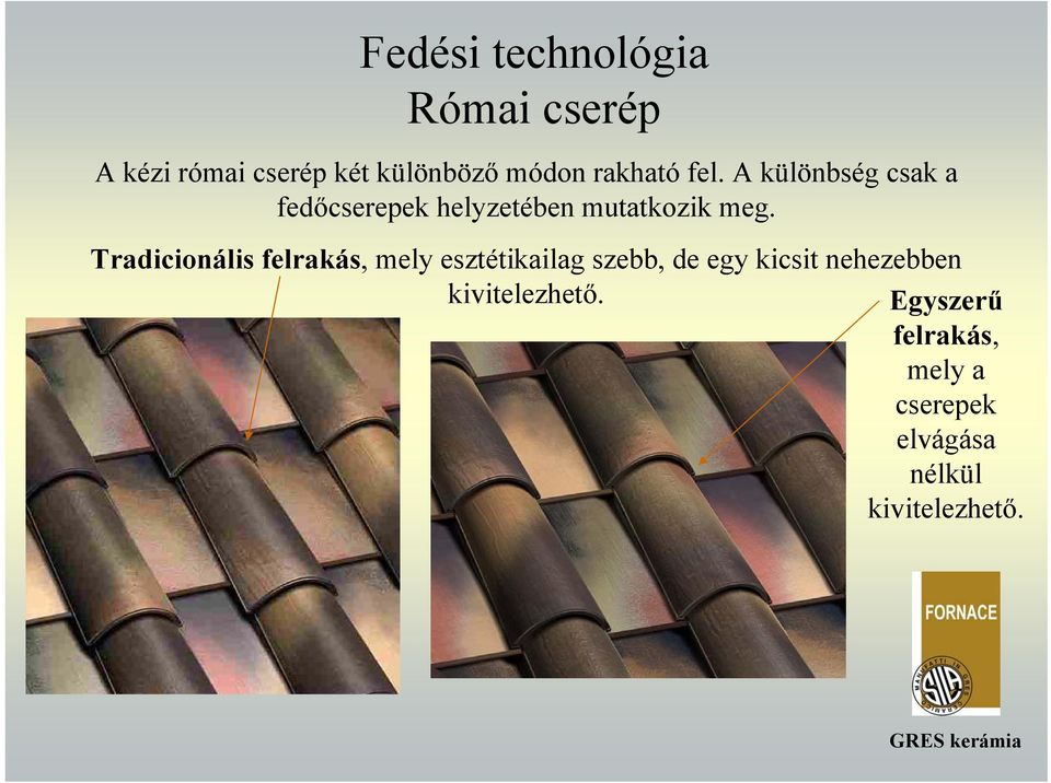 Tradicionális felrakás, mely esztétikailag szebb, de egy kicsit nehezebben