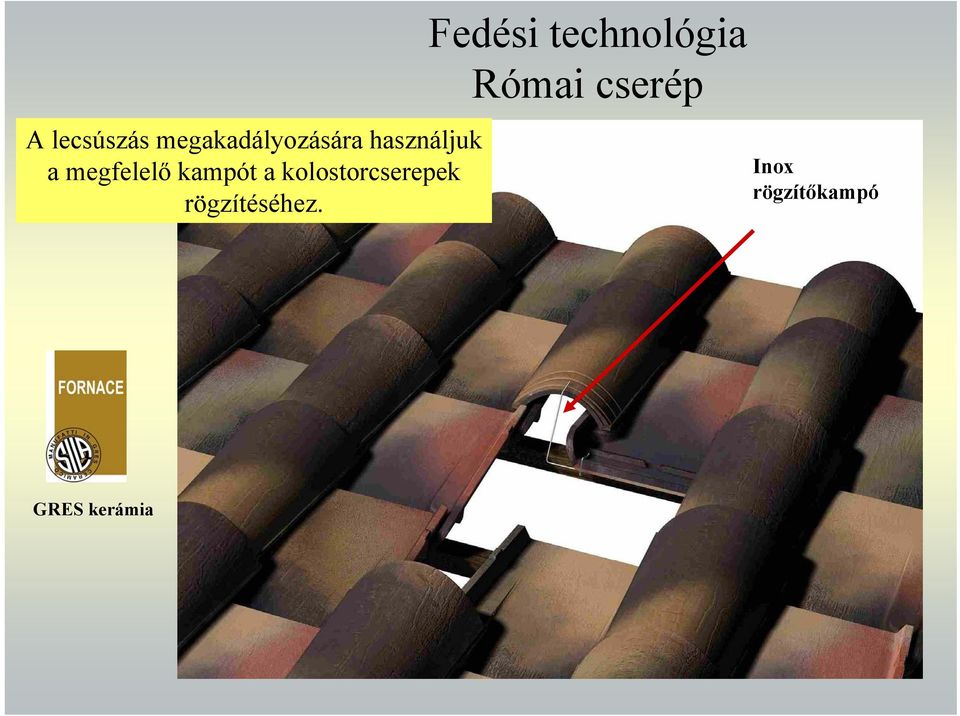 kolostorcserepek rögzítéséhez.