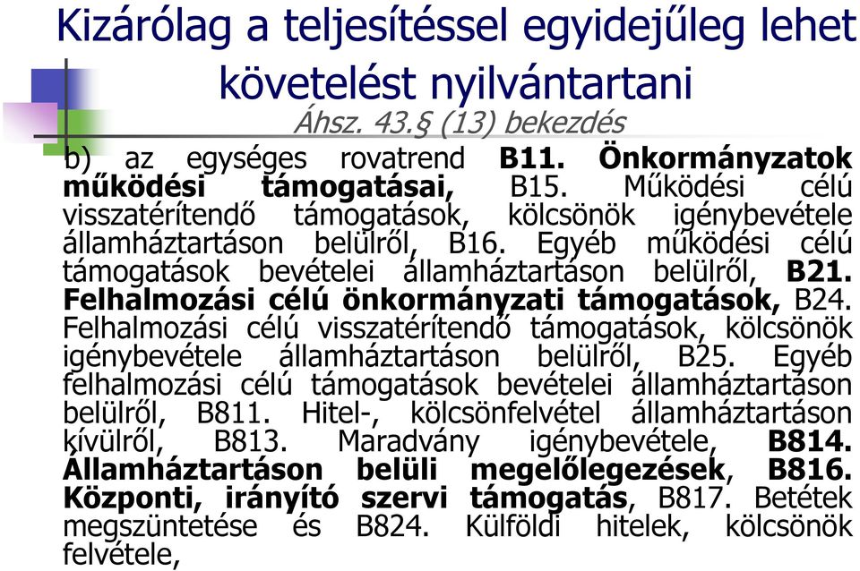 Felhalmozási célú önkormányzati támogatások, B24. Felhalmozási célú visszatérítendő támogatások, kölcsönök igénybevétele államháztartáson belülről, B25.