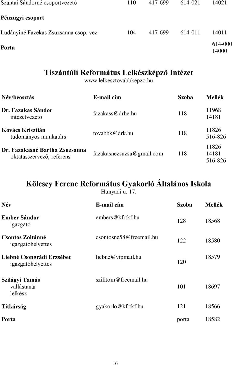 Fazakasné Bartha Zsuzsanna oktatásszervező, referens fazakass@drhe.hu 118 tovabbk@drk.hu 118 fazakasnezsuzsa@gmail.