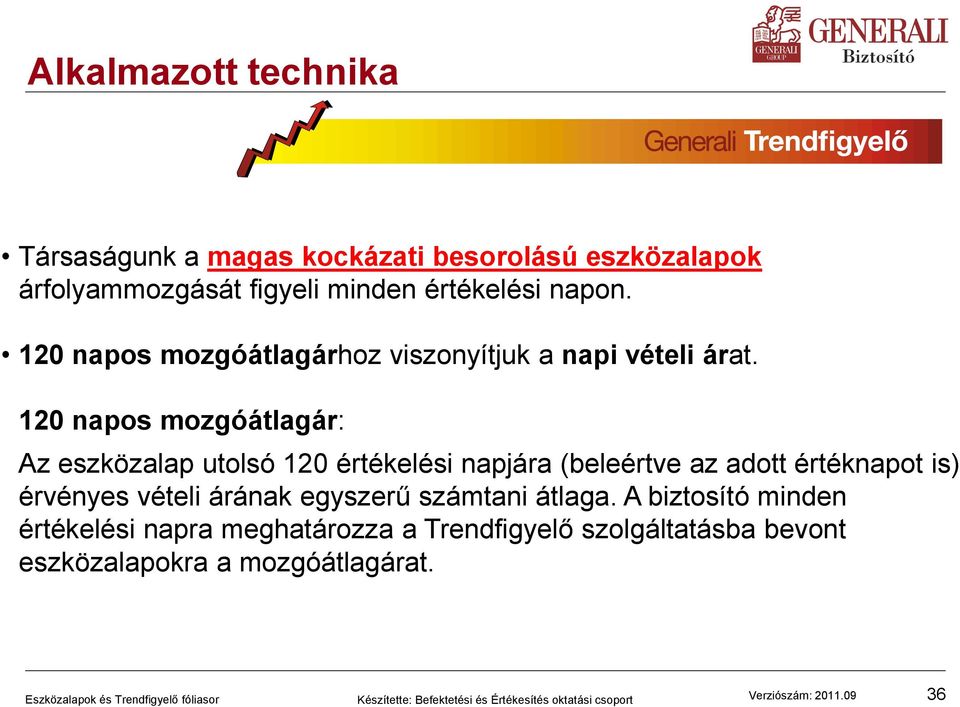 120 napos mozgóátlagár: Az eszközalap utolsó 120 értékelési napjára (beleértve az adott értéknapot is) érvényes