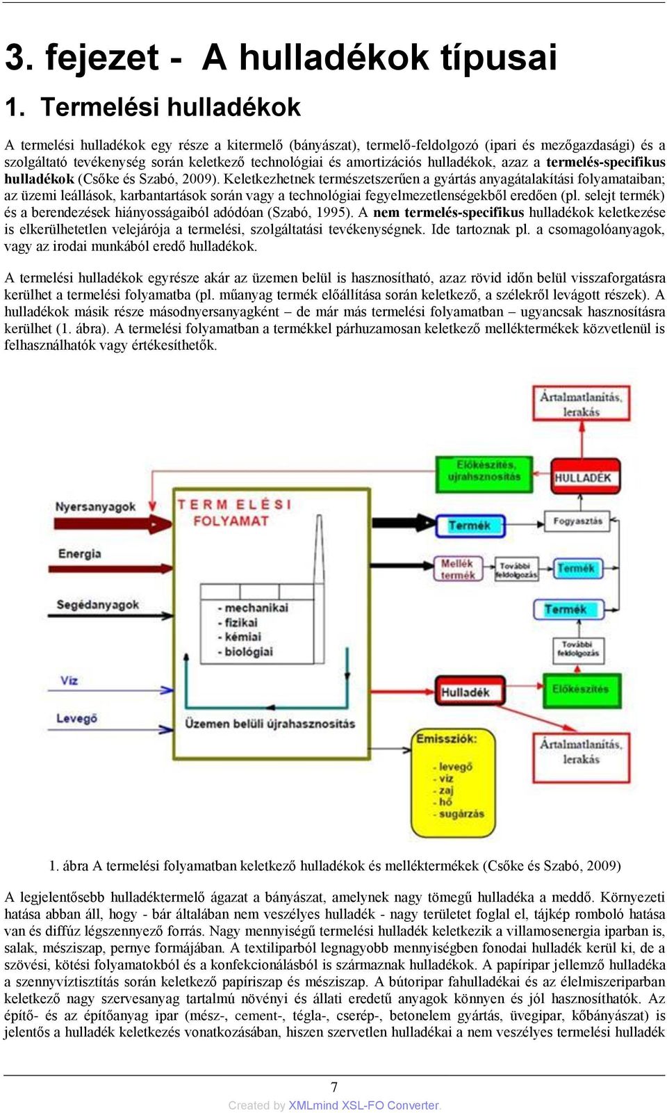 hulladékok, azaz a termelés-specifikus hulladékok (Csőke és Szabó, 2009).