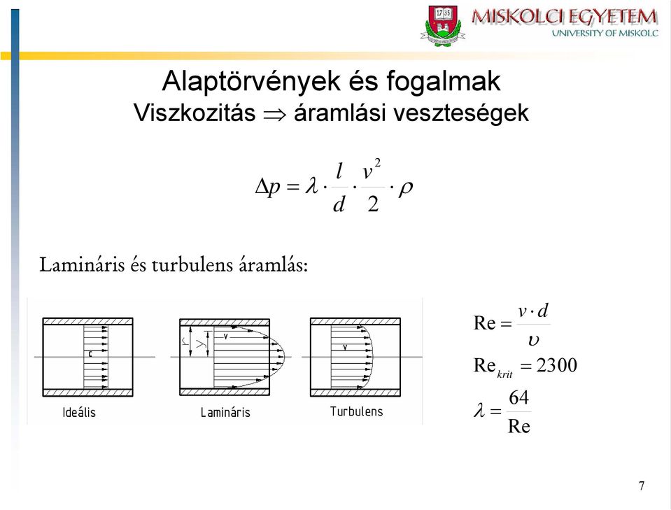 = λ l d 2 v 2 ρ Lamináris és