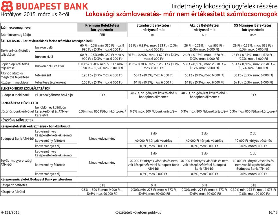 9 990 Ft + (0,3% max. 6 60 Ft + 0,5% min. 350 Ft max. 9 990 Ft + (0,3% max. 6 100 Ft + 0,50%, min. 590 Ft, max. 9 990 Ft + (0,3%, max. 6 26 Ft + 0,25%, max. 553 Ft + (0,3%, max. 6 26 Ft + 0,25%, max. 1 670 Ft + (0,3%, max.