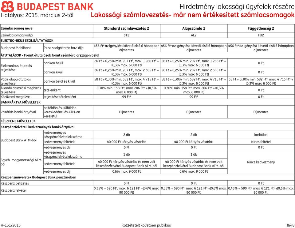 1 266 Ft 4 + (0,3% max. 6 26 Ft + 0,25% min. 207 Ft 4, max. 2 385 Ft 4 + (0,3% max. 6 58 Ft + 0,30% min. 582 Ft 4, max. 4 715 Ft 4 + (0,3% max. 6 0,30% min. 158 Ft 4, max. 206 Ft 4 + (0,3% max.