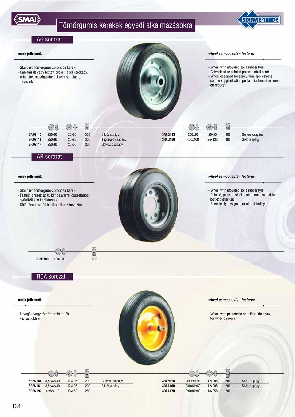 - Wheel designed for agricultural applications; can be supplied with special attachment features on request.