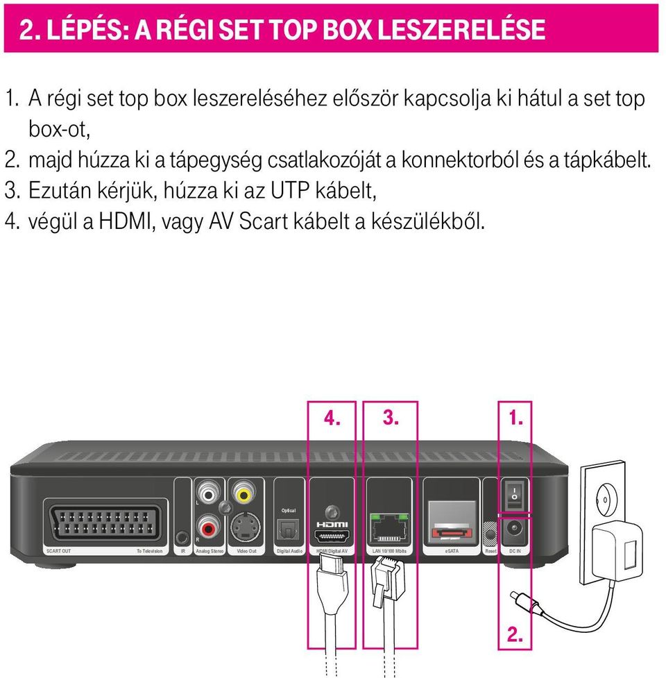 majd húzza ki a tápegység csatlakozóját a konnektorból és a tápkábelt. 3.