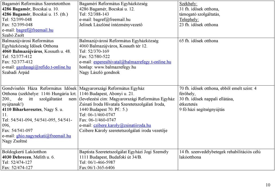 hu Szabadi Árpád Bagaméri Református Egyházközség 4286 Bagamér, Bocskai u. 12. Tel: 52/388-143 e-mail: bagref@freemail.