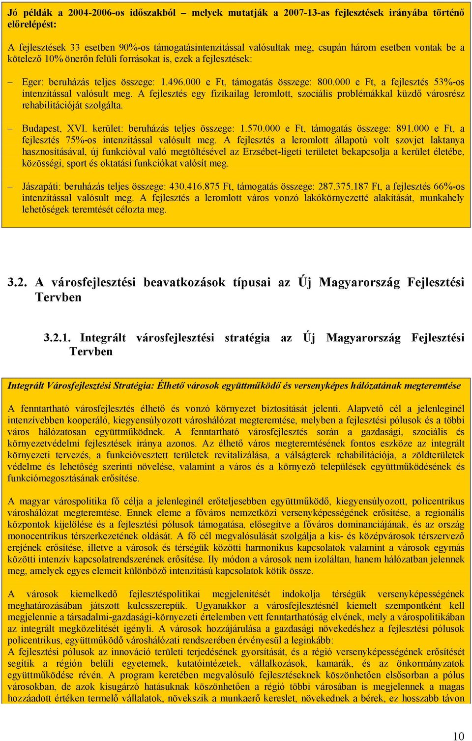 000 e Ft, a fejlesztés 53%-os intenzitással valósult meg. A fejlesztés egy fizikailag leromlott, szociális problémákkal küzdő városrész rehabilitációját szolgálta. Budapest, XVI.