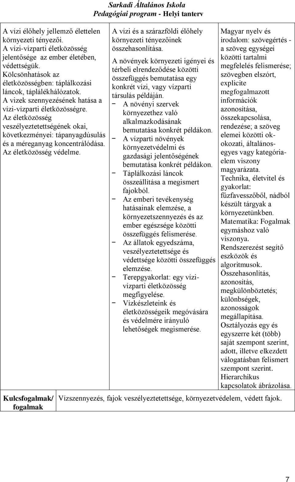 Az életközösség veszélyeztetettségének okai, következményei: tápanyagdúsulás és a méreganyag koncentrálódása. Az életközösség védelme.