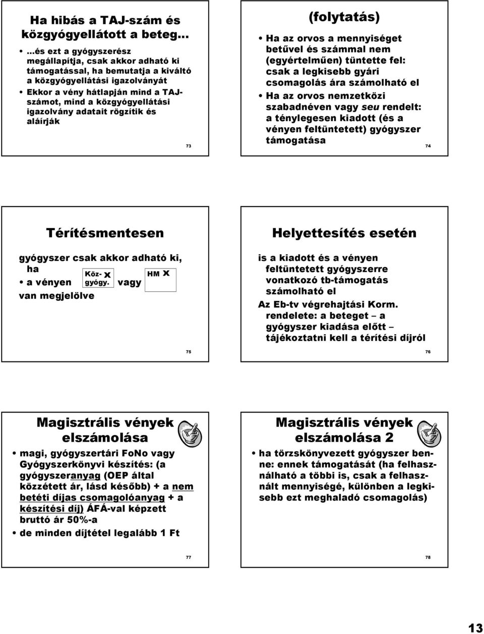 csomagolás ára számolható el Ha az orvos nemzetközi szabadnéven vagy seu rendelt: a ténylegesen kiadott (és a vényen feltüntetett) gyógyszer támogatása 74 Térítésmentesen gyógyszer csak akkor adható