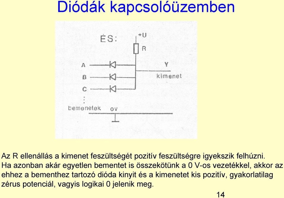 Ha azonban akár egyetlen bementet is összekötünk a 0 V-os vezetékkel, akkor