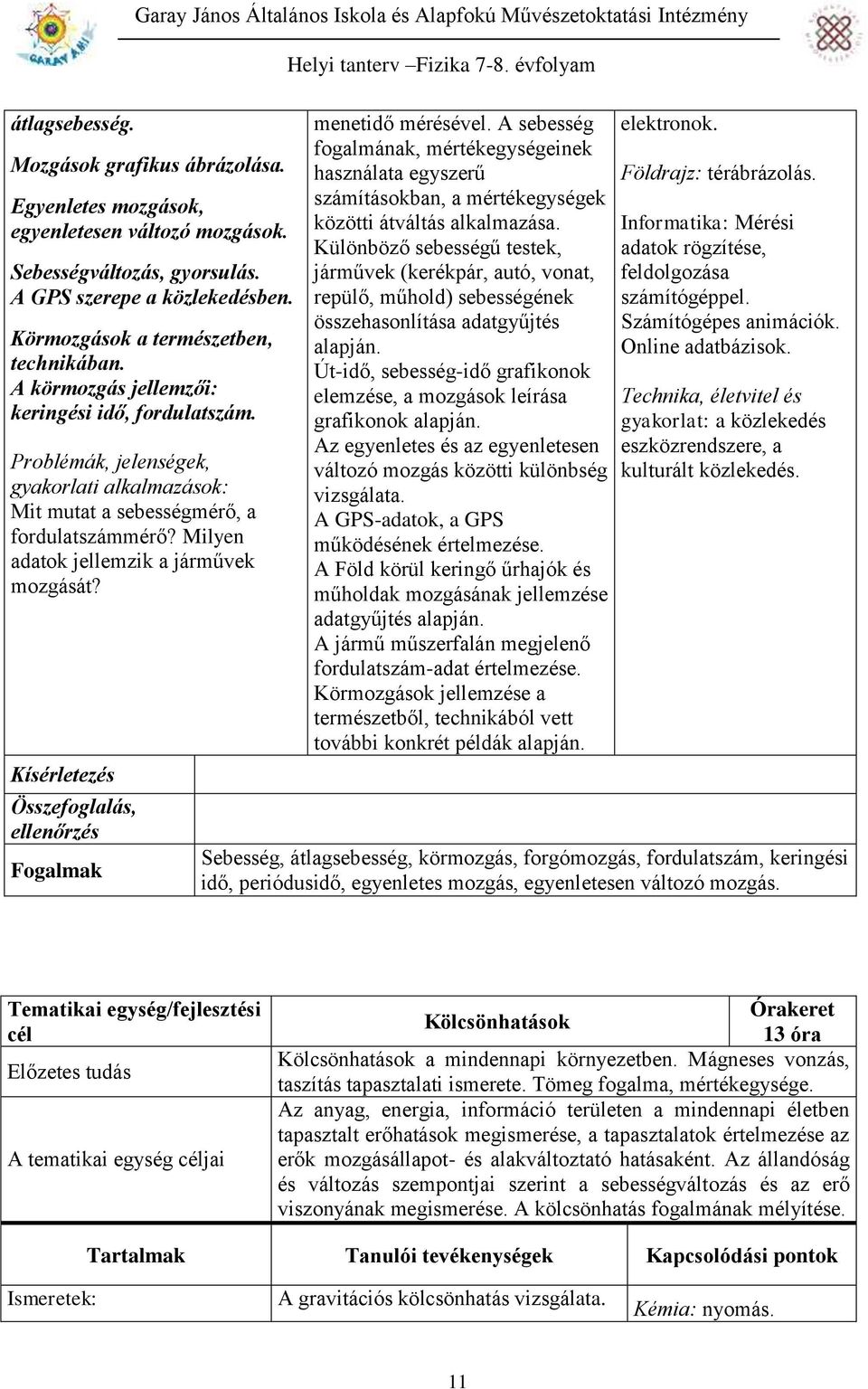 Problémák, jelenségek, gyakorlati alkalmazások: Mit mutat a sebességmérő, a fordulatszámmérő? Milyen adatok jellemzik a járművek mozgását?