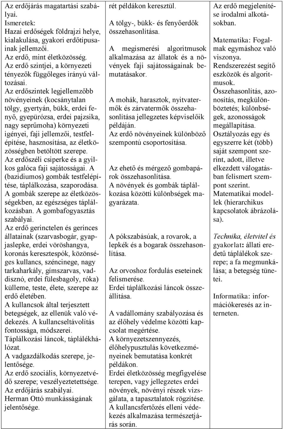 Az erdőszintek legjellemzőbb növényeinek (kocsánytalan tölgy, gyertyán, bükk, erdei fenyő, gyepürózsa, erdei pajzsika, nagy seprűmoha) környezeti igényei, faji jellemzői, testfelépítése,