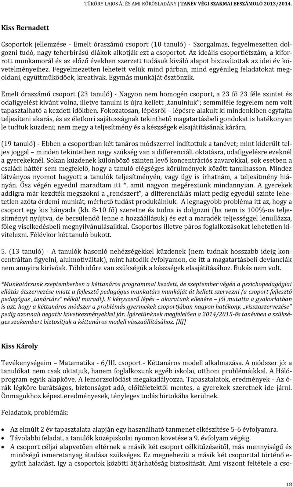 Fegyelmezetten lehetett velük mind párban, mind egyénileg feladatokat megoldani, együttműködőek, kreatívak. Egymás munkáját ösztönzik.