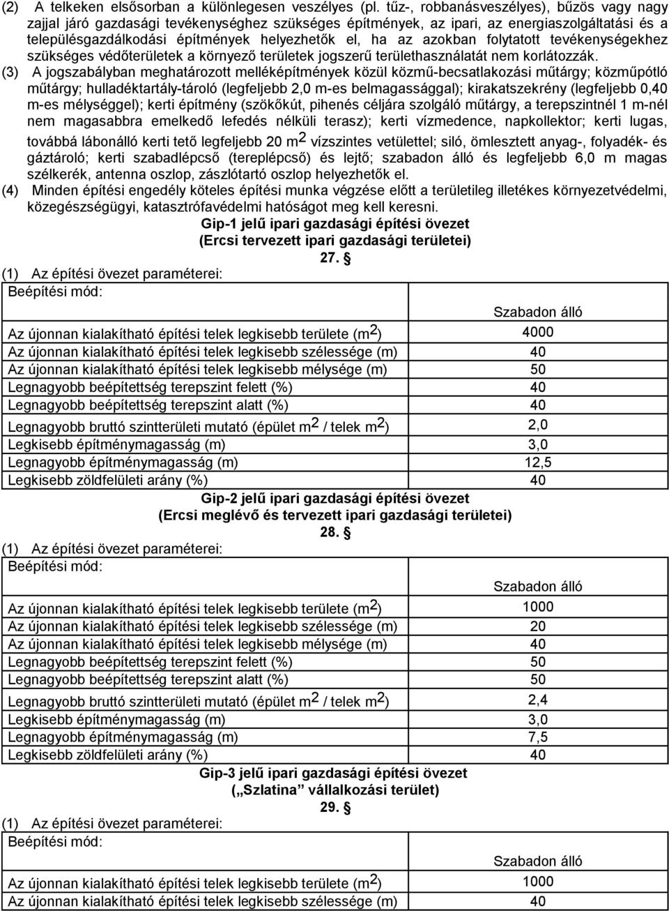 azokban folytatott tevékenységekhez szükséges védőterületek a környező területek jogszerű területhasználatát nem korlátozzák.