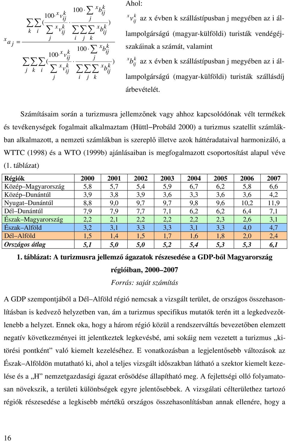 Számításaim során a turizmusra jellemzőnek vagy ahhoz kapcsolódónak vélt termékek és tevékenységek fogalmait alkalmaztam (Hüttl Probáld 2000) a turizmus szatellit számlákban alkalmazott, a nemzeti