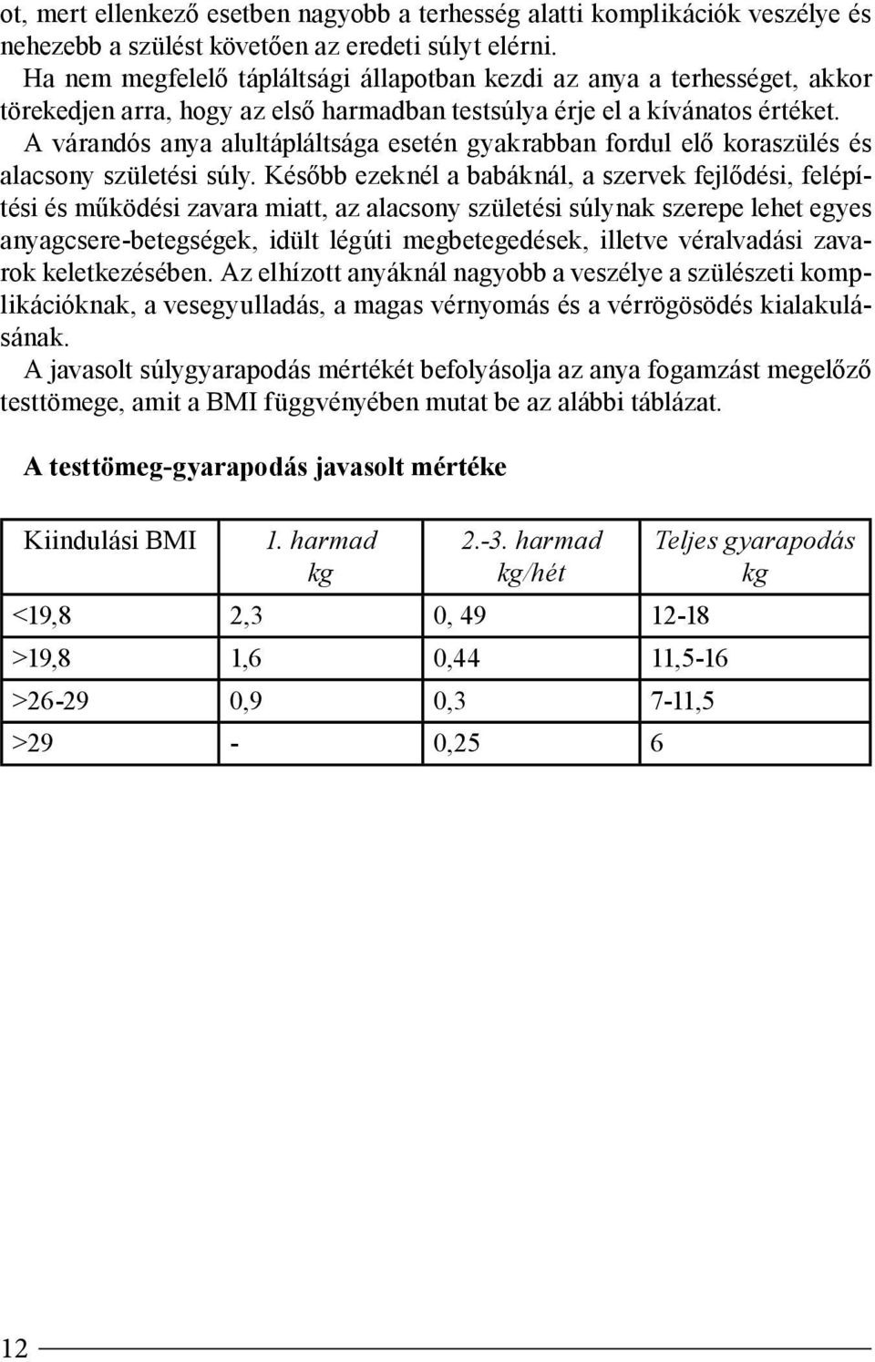 A várandós anya alultápláltsága esetén gyakrabban fordul elő koraszülés és alacsony születési súly.