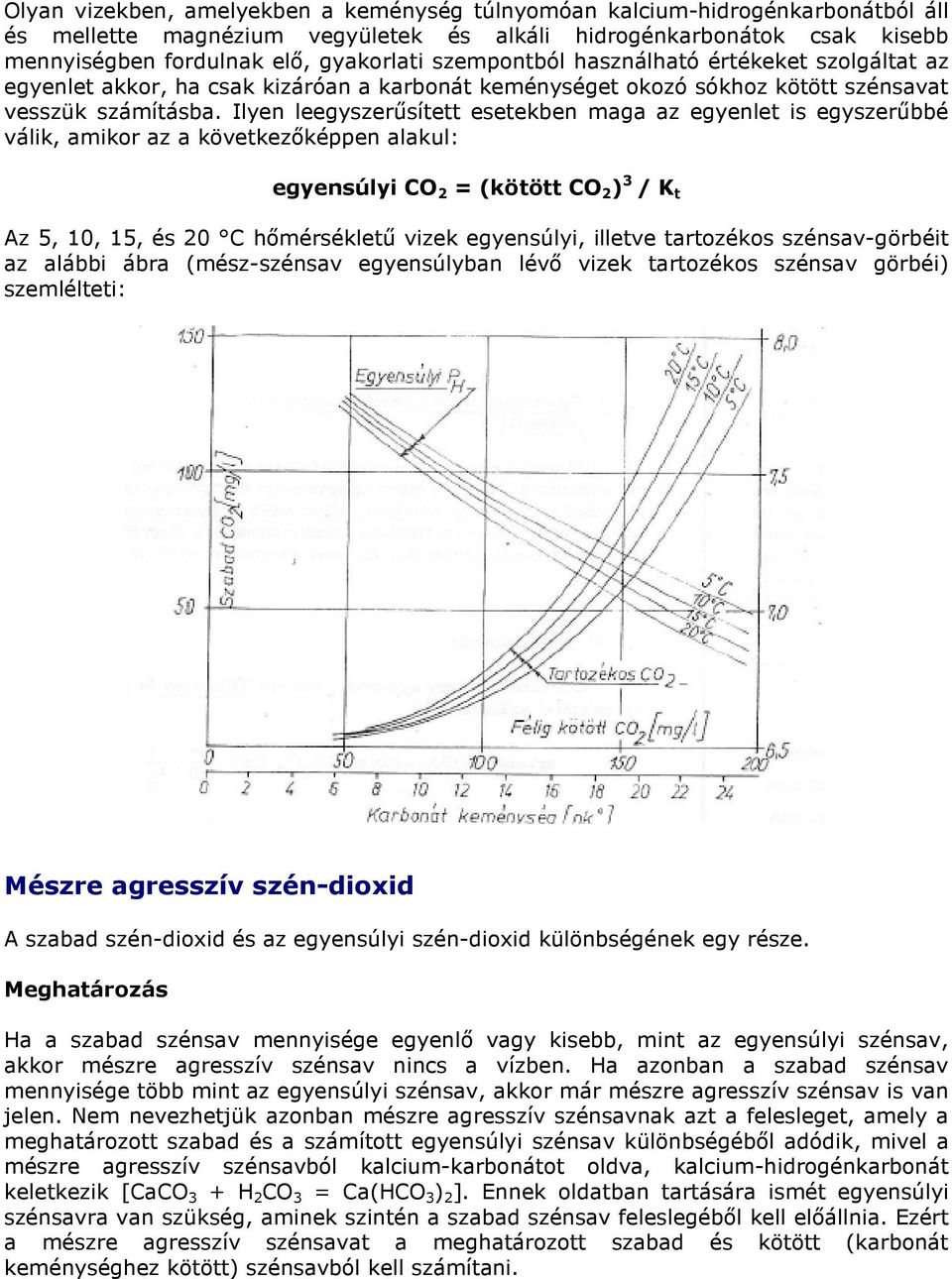 Ilyen leegyszerűsített esetekben maga az egyenlet is egyszerűbbé válik, amikor az a következőképpen alakul: egyensúlyi CO 2 = (kötött CO 2 ) 3 / K t Az 5, 10, 15, és 20 C hőmérsékletű vizek