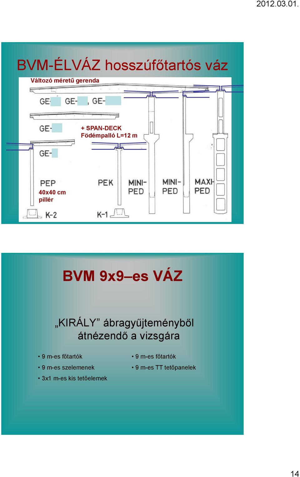 ábragyűjteményből átnézendő a vizsgára 9 m-es főtartók 9 m-es