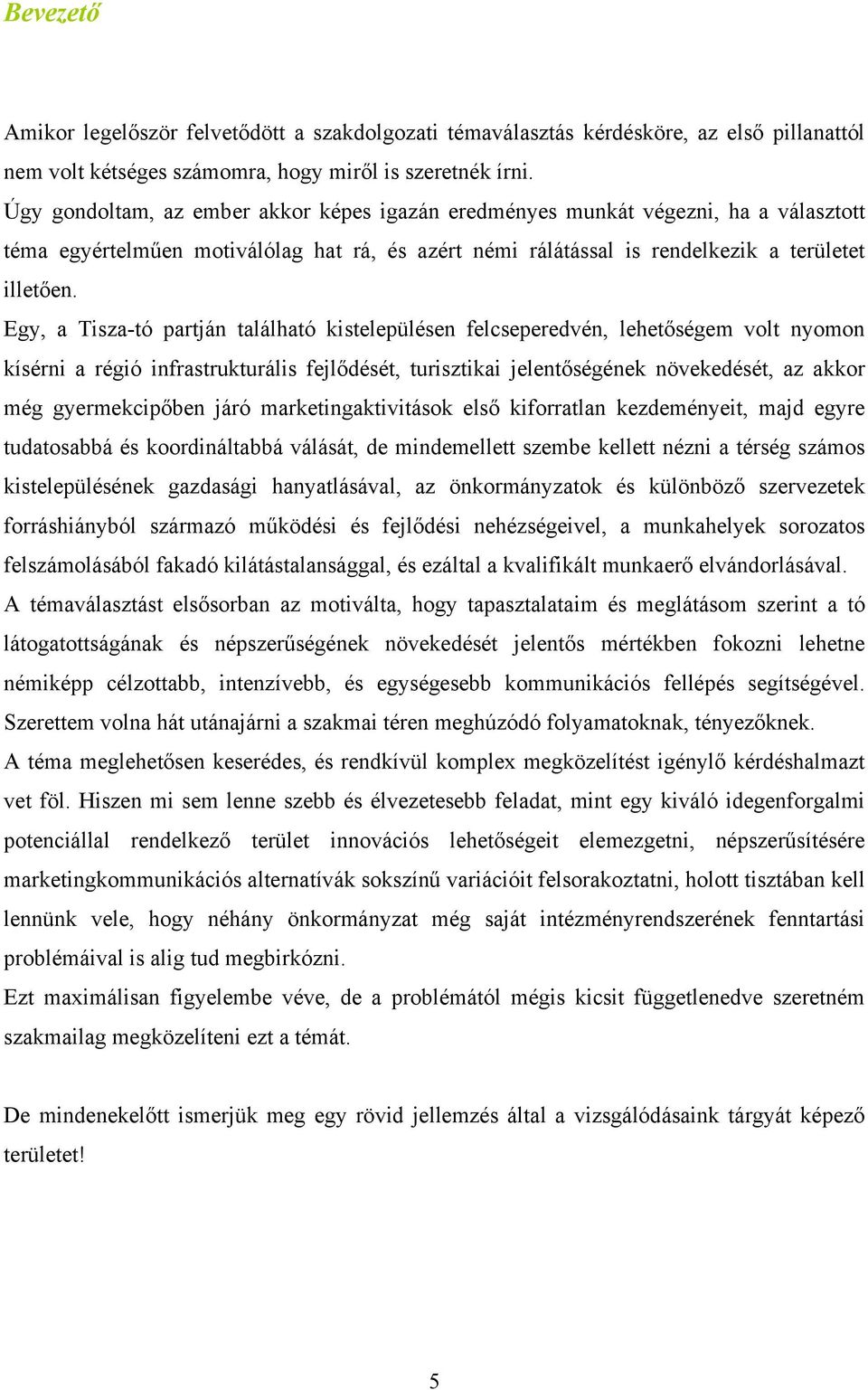 Egy, a Tisza-tó partján található kistelepülésen felcseperedvén, lehetőségem volt nyomon kísérni a régió infrastrukturális fejlődését, turisztikai jelentőségének növekedését, az akkor még