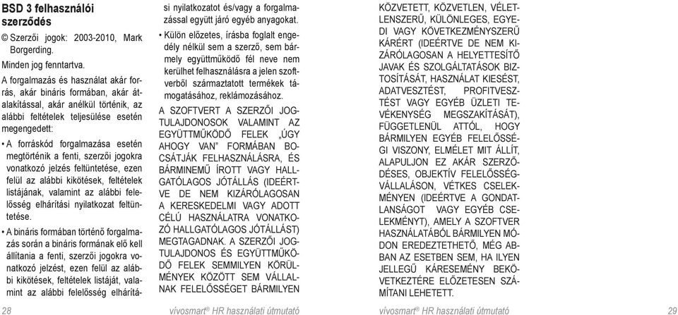 megtörténik a fenti, szerzői jogokra vonatkozó jelzés feltüntetése, ezen felül az alábbi kikötések, feltételek listájának, valamint az alábbi felelősség elhárítási nyilatkozat feltüntetése.