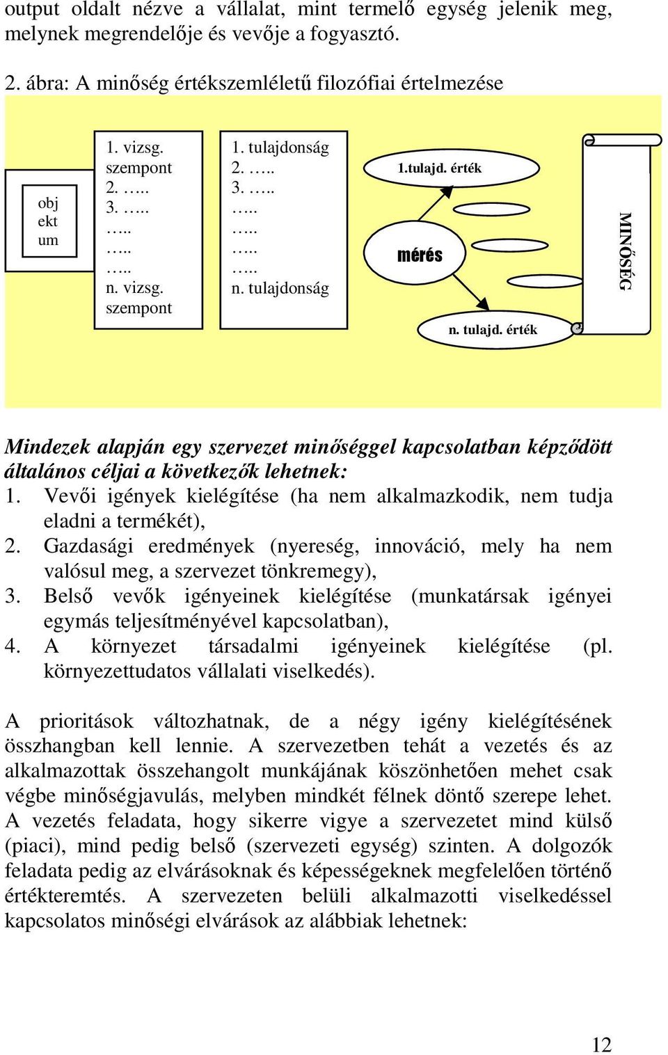 Vevıi igények kielégítése (ha nem alkalmazkodik, nem tudja eladni a termékét), 2. Gazdasági eredmények (nyereség, innováció, mely ha nem valósul meg, a szervezet tönkremegy), 3.