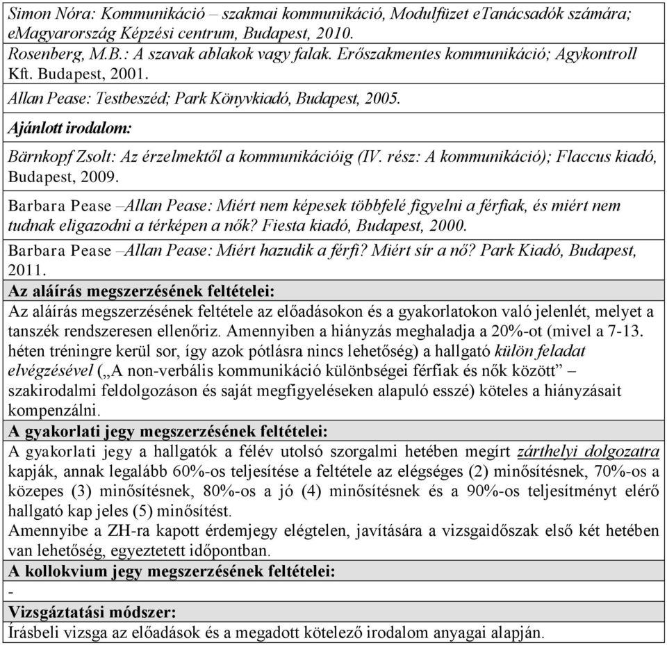 rész: A kommunikáció); Flaccus kiadó, Budapest, 2009. Barbara Pease Allan Pease: Miért nem képesek többfelé figyelni a férfiak, és miért nem tudnak eligazodni a térképen a nők?