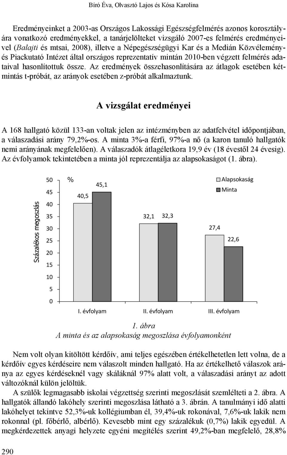 hasonlítottuk össze. Az eredmények összehasonlítására az átlagok esetében kétmintás t-próbát, az arányok esetében z-próbát alkalmaztunk.