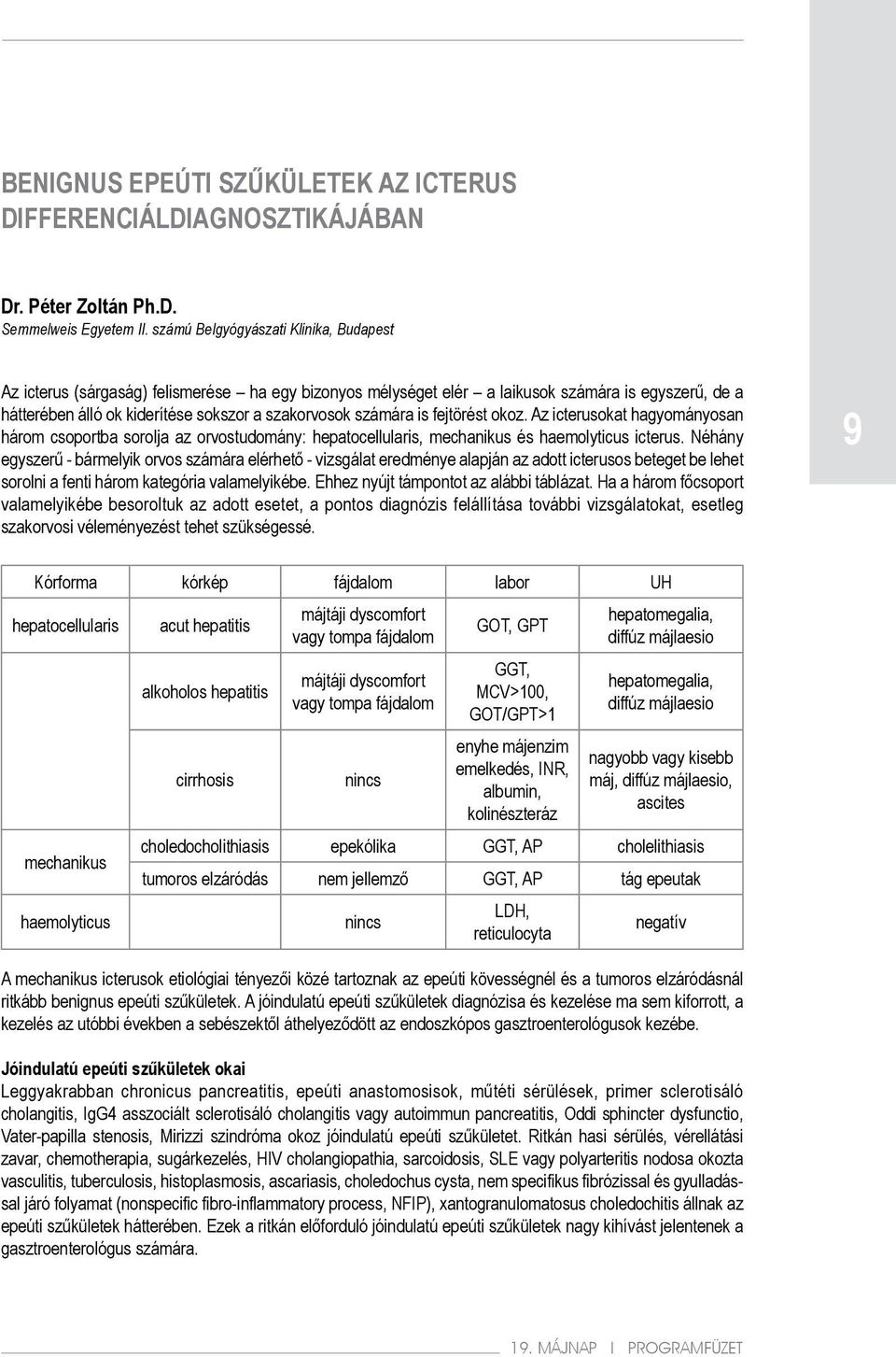 számára is fejtörést okoz. Az icterusokat hagyományosan három csoportba sorolja az orvostudomány: hepatocellularis, mechanikus és haemolyticus icterus.