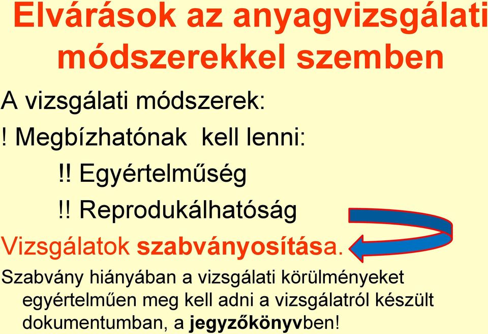 ! Reprodukálhatóság Vizsgálatok szabványosítása.