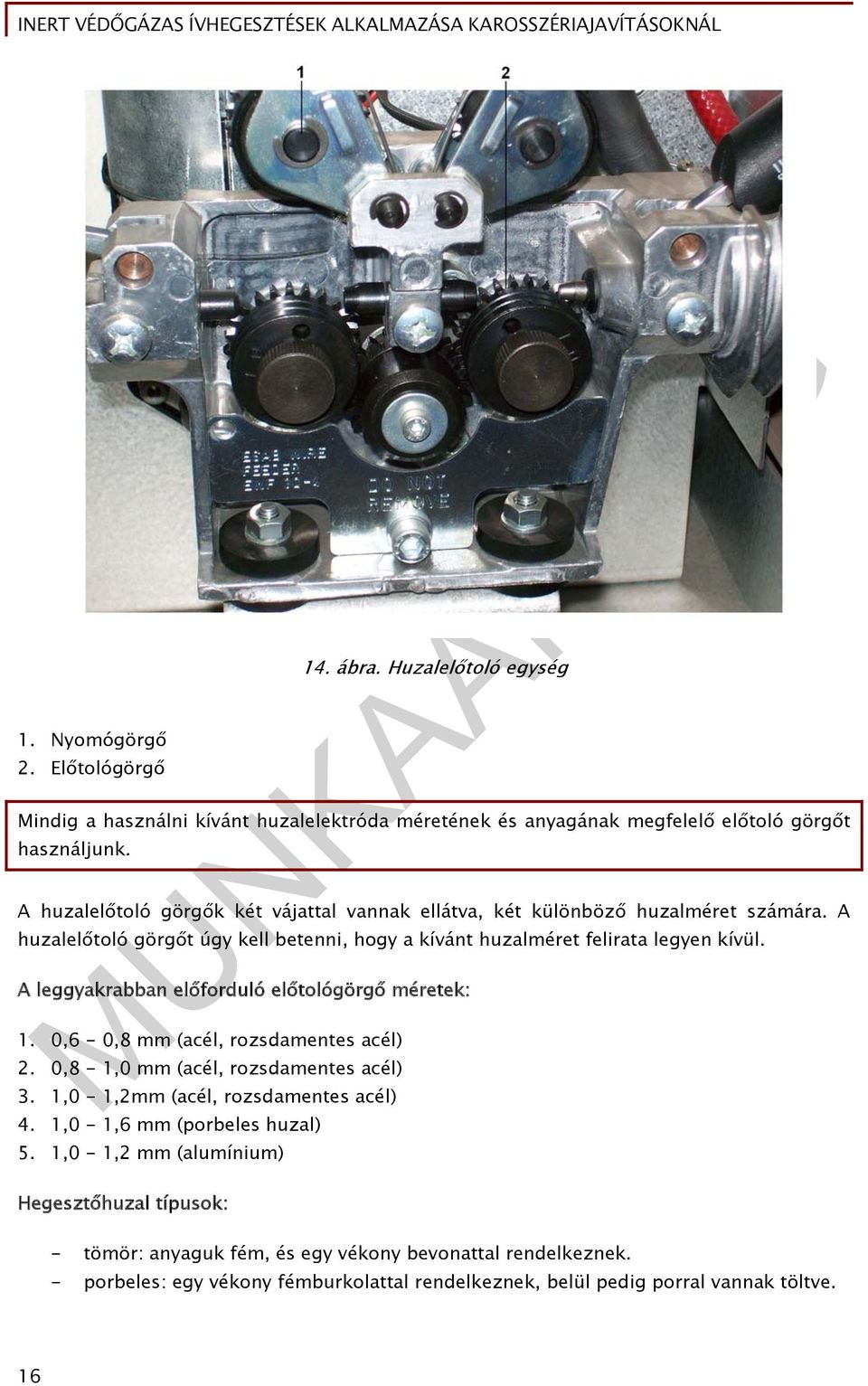 A leggyakrabban előforduló előtológörgő méretek: 1. 0,6-0,8 mm (acél, rozsdamentes acél) 2. 0,8-1,0 mm (acél, rozsdamentes acél) 3. 1,0-1,2mm (acél, rozsdamentes acél) 4.