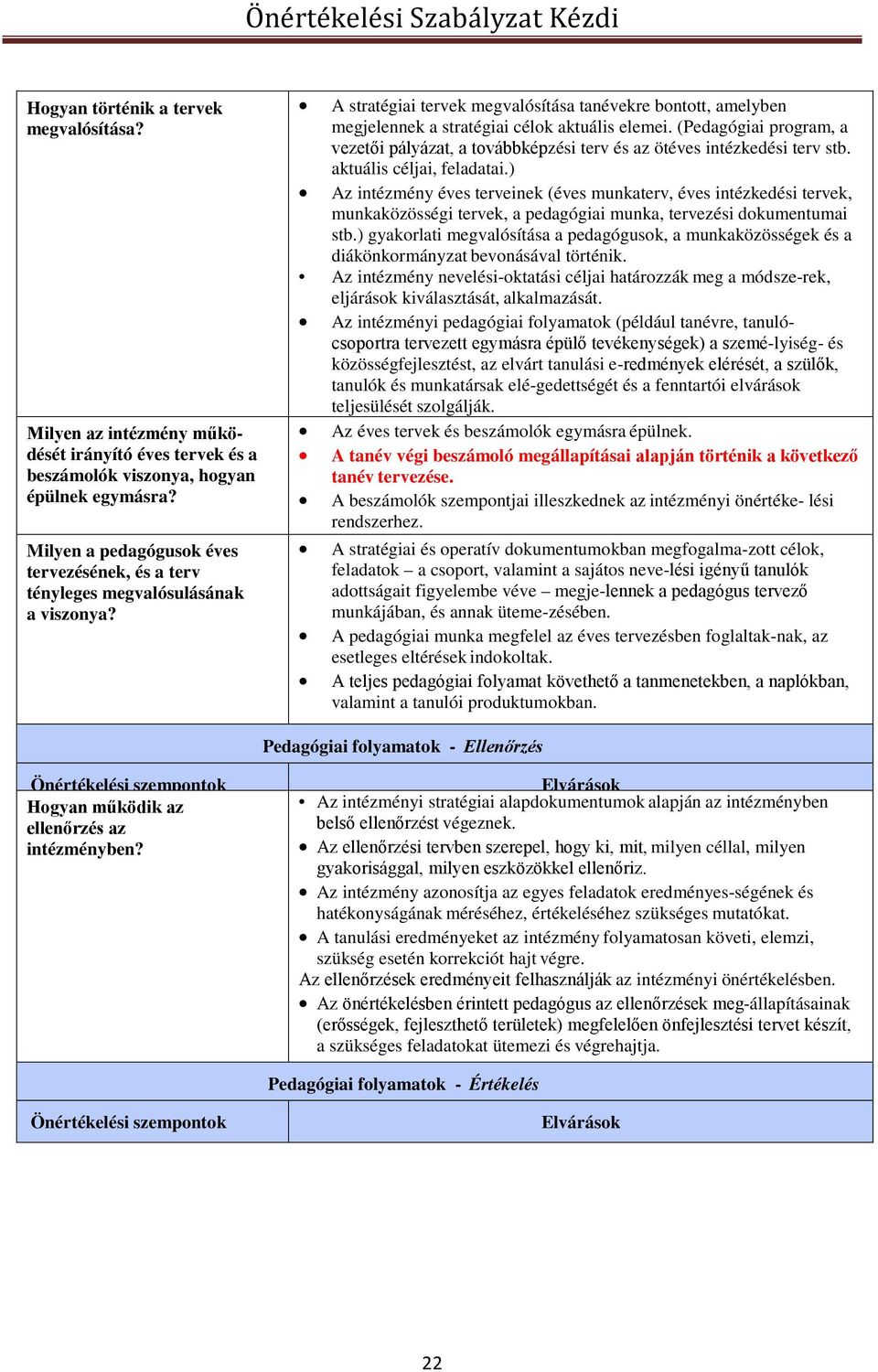 (Pedagógiai program, a vezetői pályázat, a továbbképzési terv és az ötéves intézkedési terv stb. aktuális céljai, feladatai.