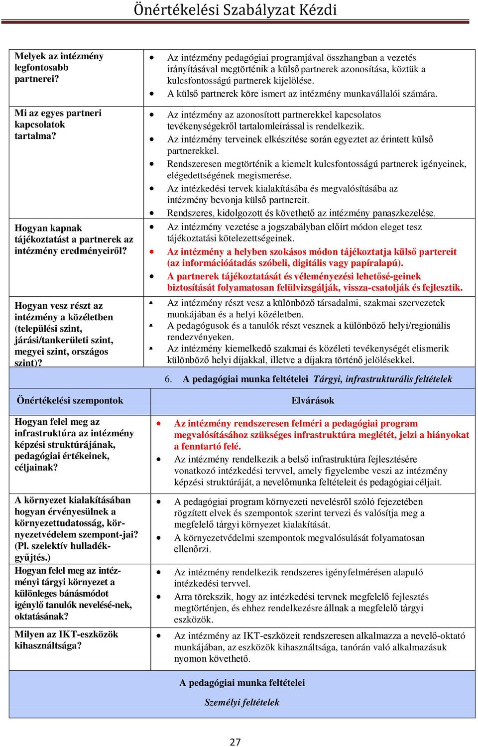 Hogyan felel meg az infrastruktúra az intézmény képzési struktúrájának, pedagógiai értékeinek, céljainak?