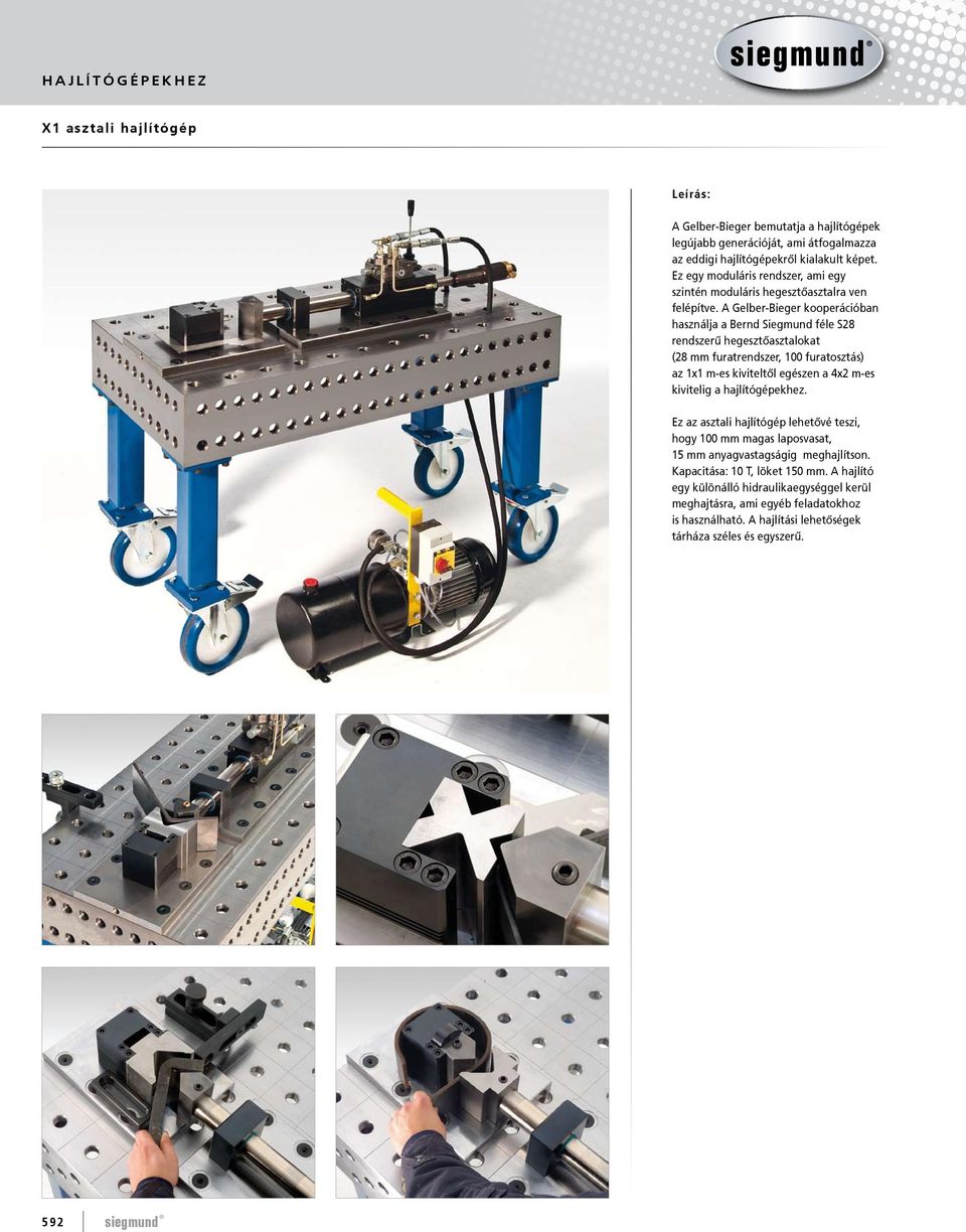 A Gelber-Bieger kooperációban használja a Bernd Siegmund féle S28 rendszerű hegesztőasztalokat (28 mm furatrendszer, 100 furatosztás) az 1x1 m-es kiviteltől egészen a 4x2 m-es kivitelig