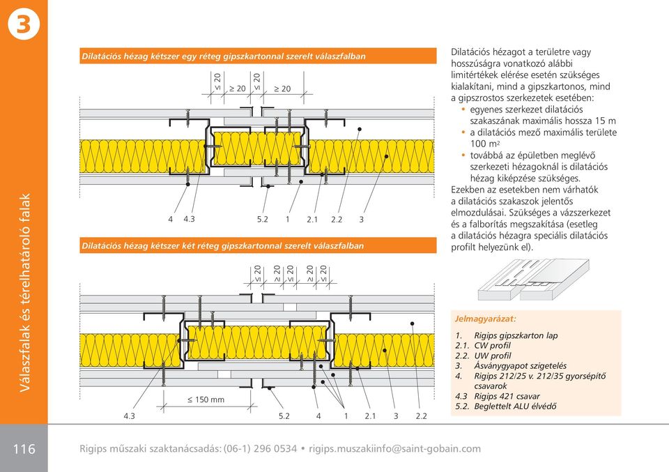 dilatációs szakaszának maximális hossza m a dilatációs mezô maximális területe 00 m 2 továbbá az épületben meglévô szerkezeti hézagoknál is dilatációs hézag kiképzése szükséges.
