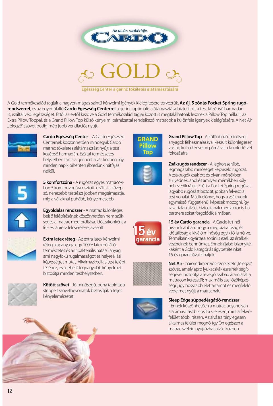 Ettől az évtől kezdve a Gold termékcsalád tagjai között is megtalálhatóak lesznek a Pillow Top nélküli, az Extra Pillow Toppal, és a Grand Pillow Top külső kényelmi párnázattal rendelkező matracok a