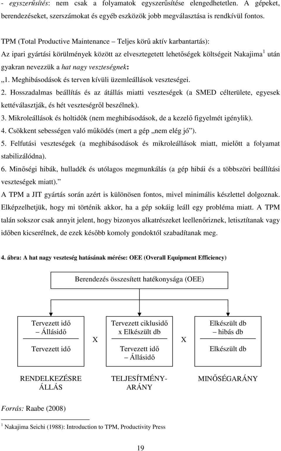 veszteségnek: 1. Meghibásodások és terven kívüli üzemleállások veszteségei. 2.