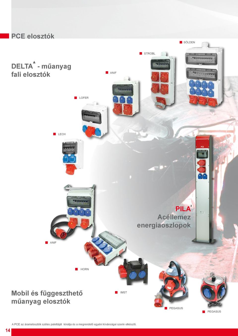 műanyag elosztók IMST PEGASUS PEGASUS 14 A PCE az áramelosztók