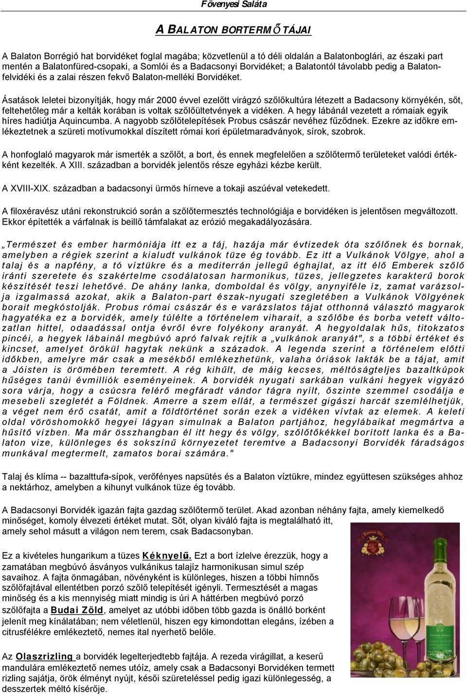 Ásatások leletei bizonyítják, hogy már 2000 évvel ezelőtt virágzó szőlőkultúra létezett a Badacsony környékén, sőt, feltehetőleg már a kelták korában is voltak szőlőültetvények a vidéken.