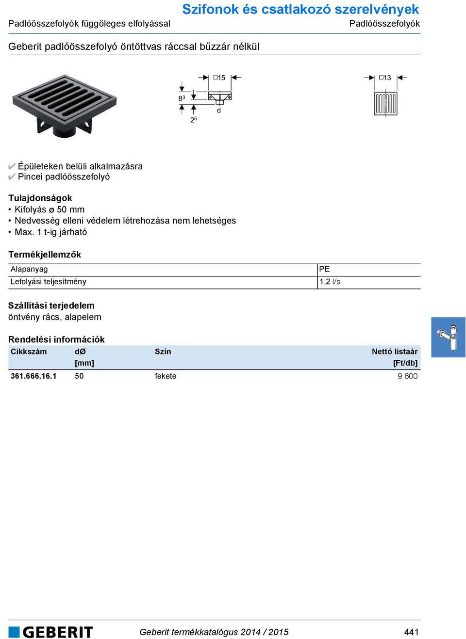 palóösszefolyó Kifolyás ø 50 mm Nevesség elleni véelem létrehozása nem lehetséges Max.