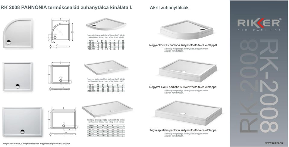 90 90 18 45 3 55 120x120 4,5 110 110 18 65 3 55 Negyedköríves padlóba süllyeszthető tálca előlappal Az előlap magassága zuhanytálcával együtt 14cm. A szifon nem tartozék.