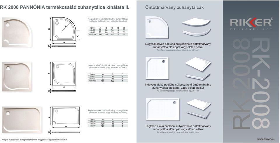 Negyedköríves padlóba süllyeszthető öntöttmárvány zuhanytálca előlappal vagy előlap nélkül Az előlap magassága zuhanytálcával együtt 14cm.